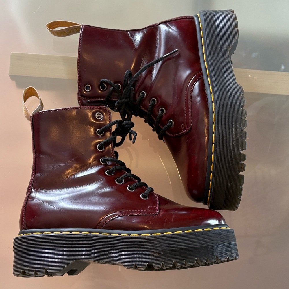 Dr. Martens Vegan Jadon II Women's Lace-Up Platform Boots - Burgundy